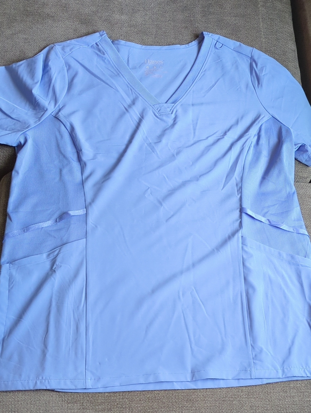 Hanes Light Blue V-Neck Short Sleeve Tee